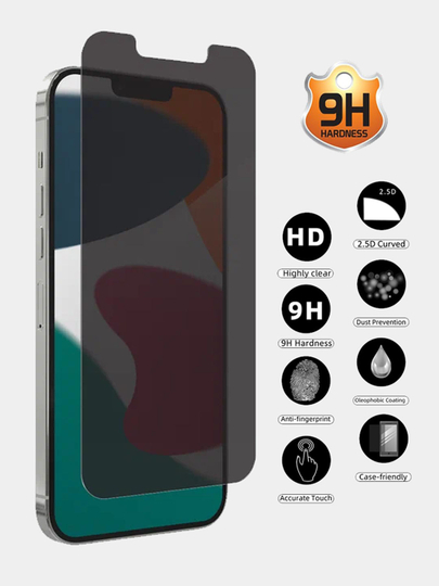 Защитное стекло aнтишпион тонировка iPhone 11, XR, 12, 13, 14, 15, XS, 6s, 7, 8, Promax