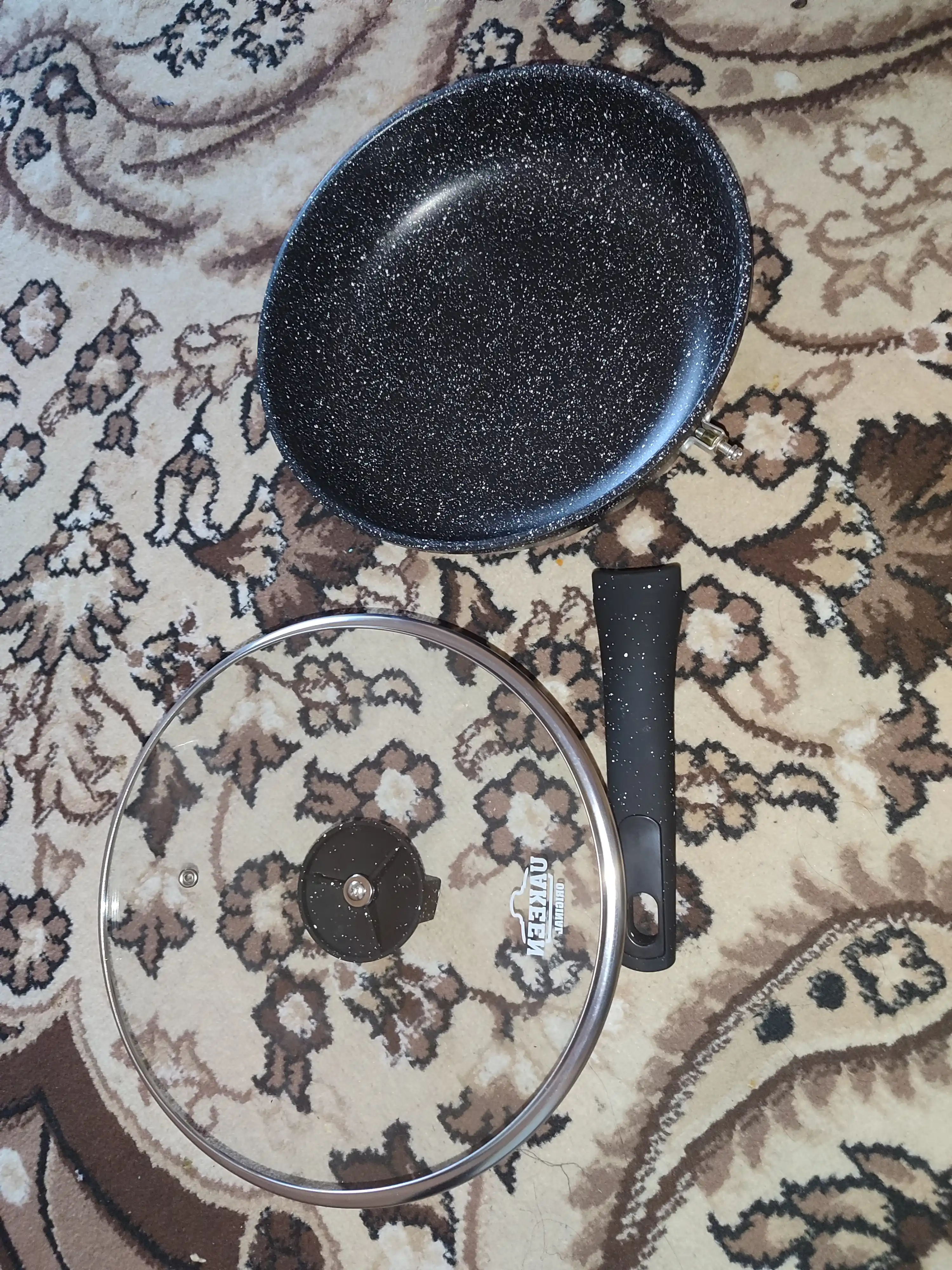 Tova UAKEEN, shisha qopqoq, granit yopishmaydigan qoplamali, 24 / 26 / 28 sm