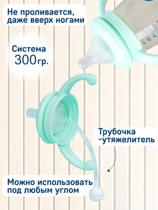Детская бутылочка для кормления, с ручками и соской, антиколиковая Zi Store