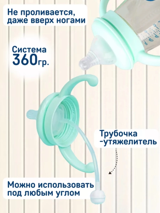Детская бутылочка для кормления, с ручками и соской, антиколиковая Zi Store