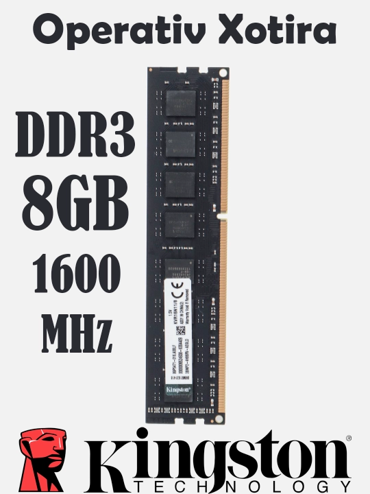 Operativ xotira Kingston, DDR3, 1600 MGts, 8 GB, OEM