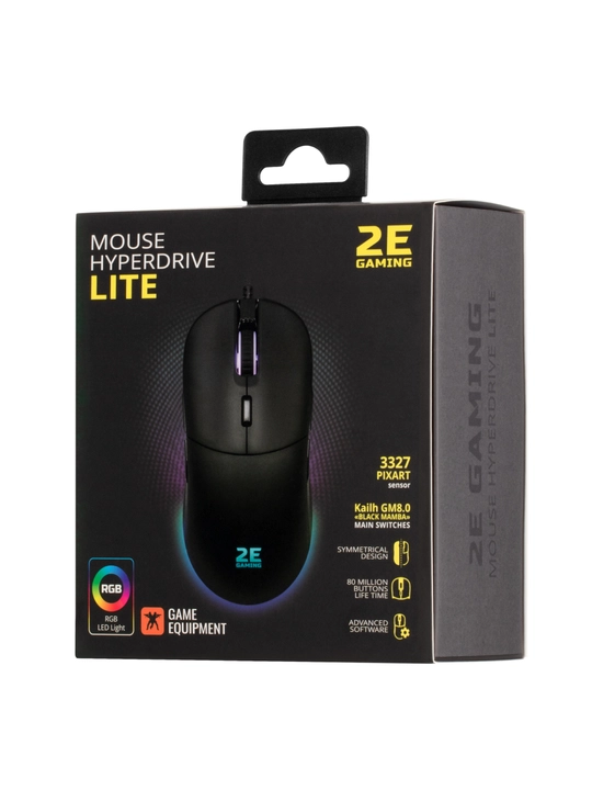 Simli o'yin sichqonchasi 2E GAMING HyperDrive Lite, RGB, ikki korpusli