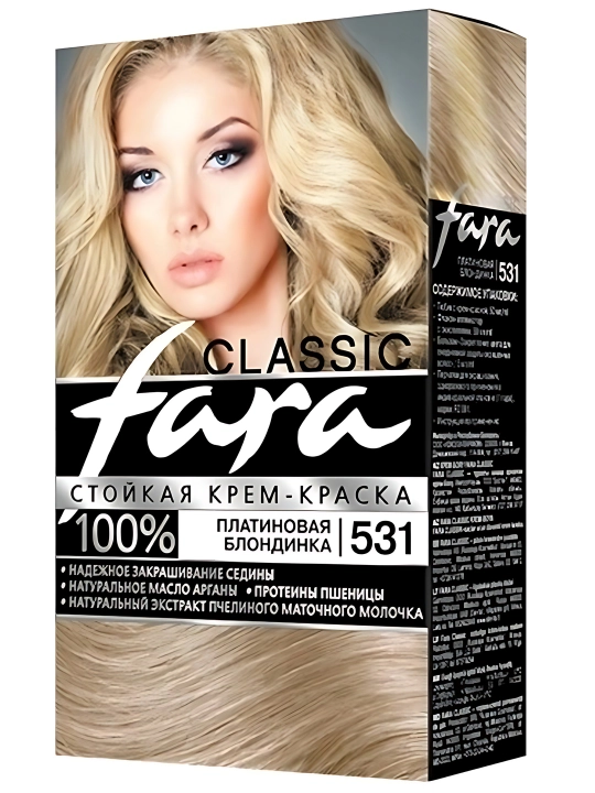 Краска для волос, FARA Classic 531, платиновая блондинка - 