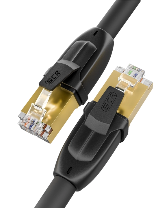 Кабель для интернета GCR PROF cat.7 патч корд FTP 10 Гбит/с RJ45 24K GOLD экранированный
