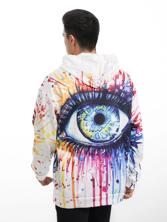 Printli qalin hoodie, oversize, uniseks, mikrofibradan, kaptsohnli