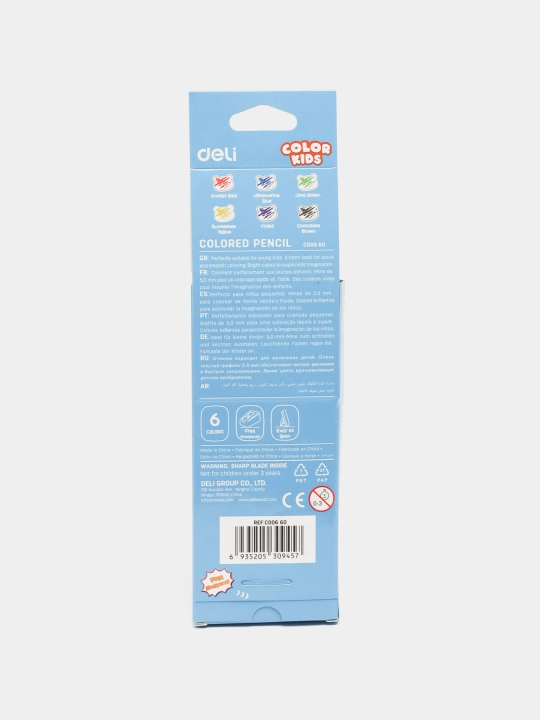 Карандаши цветные, 6 цветов, Deli EC00660 q0000005483
