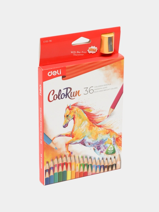 Rangli qalamlar 36 rang, ph8175 mm +qayroqtosh, Deli EC132-36, q0000047282