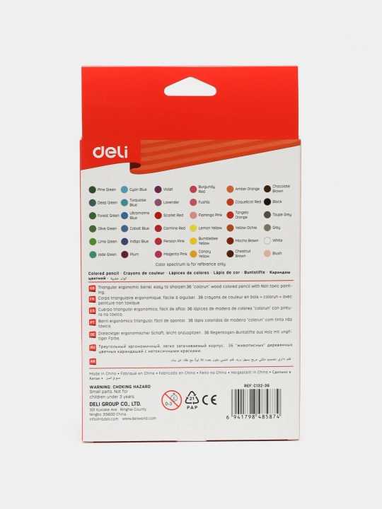 Rangli qalamlar 36 rang, ph8175 mm +qayroqtosh, Deli EC132-36, q0000047282