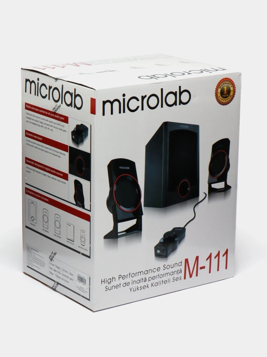 Сабвуфер Microlab M‑111 / 2.1 / 12 Вт RMS (2×3 Вт + 6 Вт) / Проводное RCA + 3.5 мм