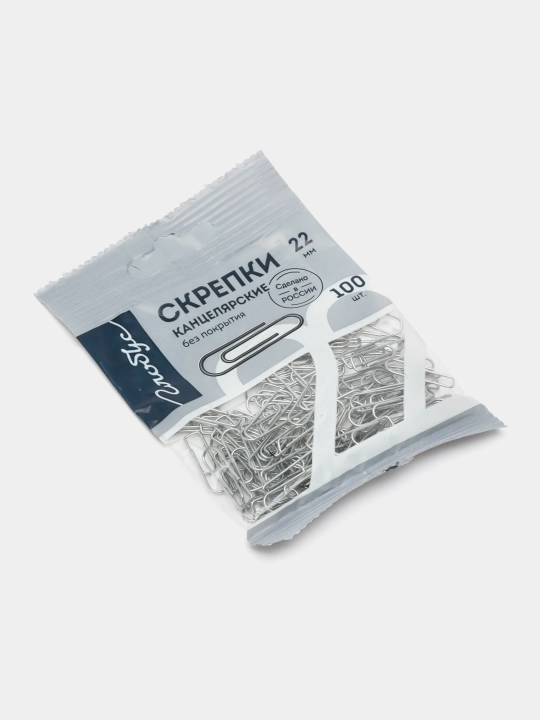 Скрепки канцелярские L22 мм, 100 шт С22-100