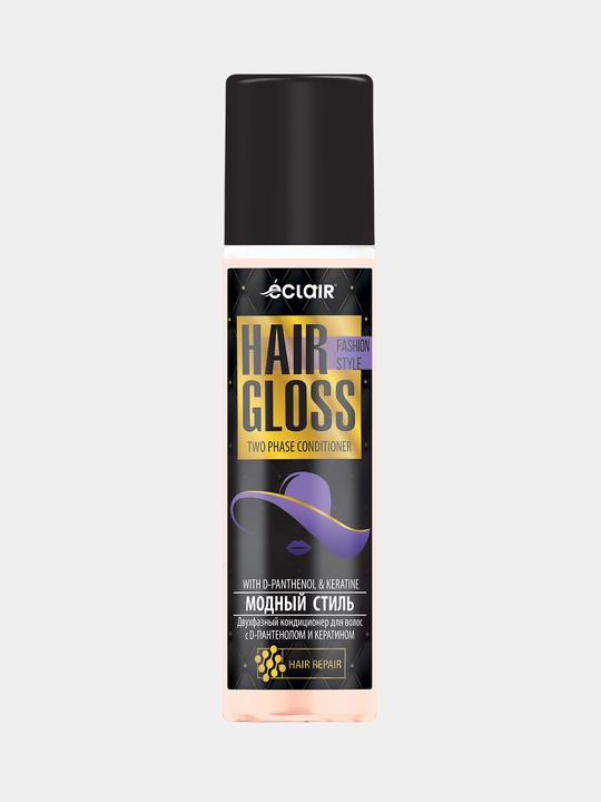 Ikki fazali sochlar uchun konditsioner "HAIR GLOSS" Fashion style, 200 ml - 