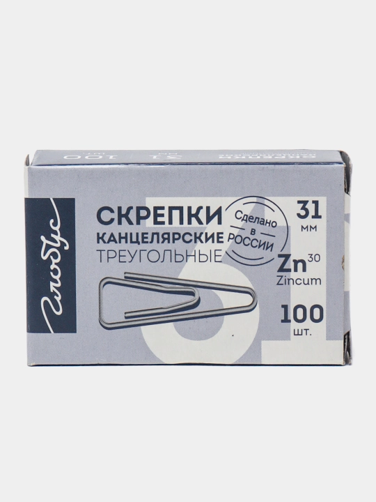 Burchaklari qayrilgan kanselyariya skrepkalari, ruxlangan, L31 mm, 100 dona S31-100 S - 