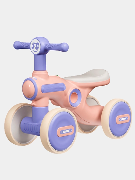 Bolalar to‘rt g‘ildirakli muvozanatlovchi velosipedi, pedalsiz, tolokar, aravacha