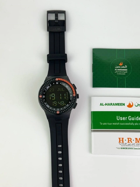 Erkaklar uchun soat Al-Harameen HA-6505 BB, namoz vaqtini eslatadigan, sport uslubidagi