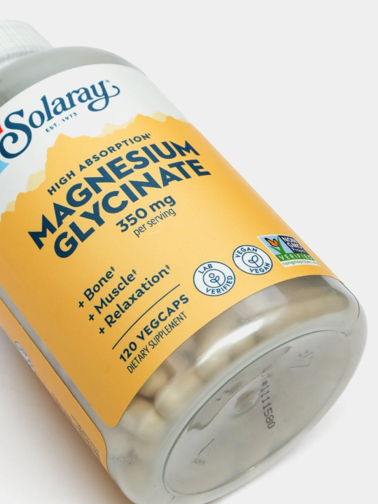 Solaray, Yuqori o‘zlashuvchan magniy glitsinat, AQSH 350 mg, 120 ta o‘simlik kapsulasi