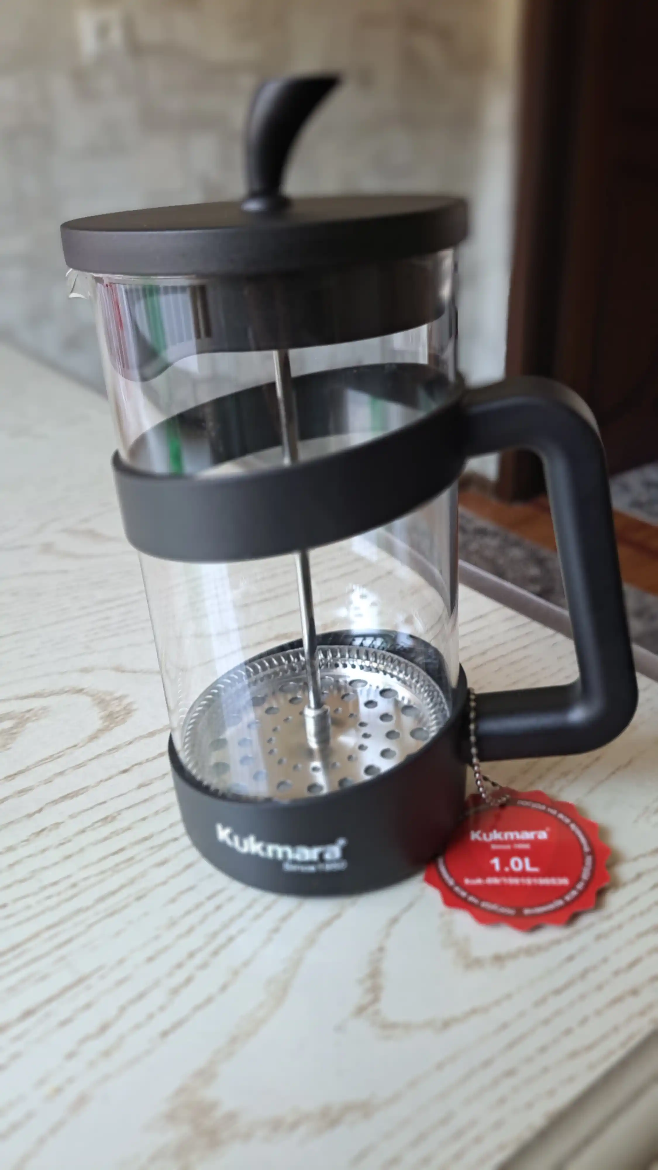 Чайник French Press Kukmara, 1 л — стеклянный, с фильтром из нержавеющей стали