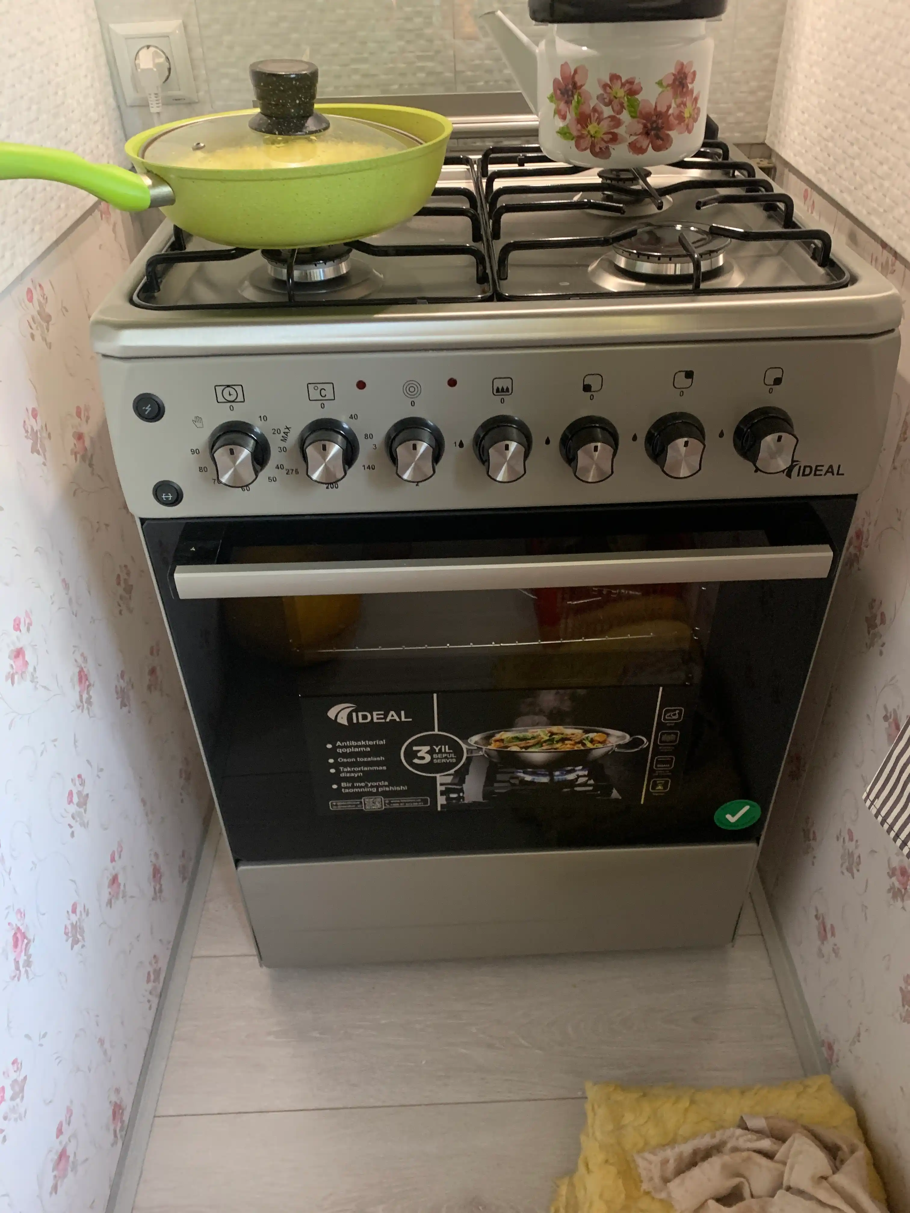 Ideal L410 gaz plitasi, 3+1 konforkali, duxovka hajmi 65 l, 60x60
