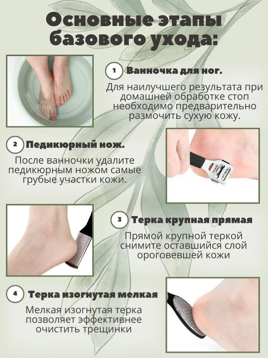 Набор терки для пяток и пилки для ног для педикюра, пемза, 10 предметов в кейсе