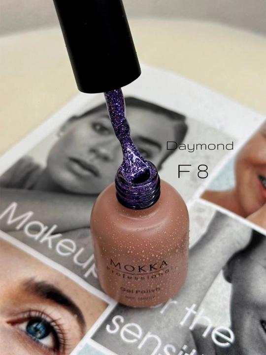 Rangli gel-lak tirnoqlar uchun Daymond MOKKA, UV/LED chiroqda quriting, 8 ml