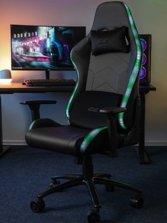 Игровое кресло 2E GAMING OGAMA ll RGB Black+в подарок фирменная футболка 2E-GC-OGA-BKRGB