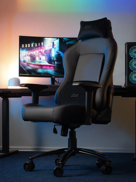 Игровое кресло 2E GAMING BASAN ll черное, красное + в подарок фирменная футболка