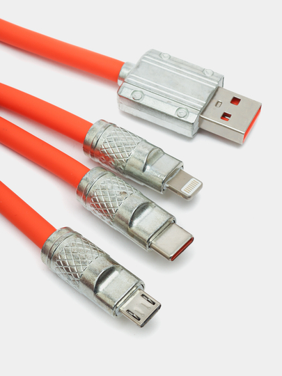 Кабели для зарядки: Micro-USB, Type-C, Lightning, 3 в 1