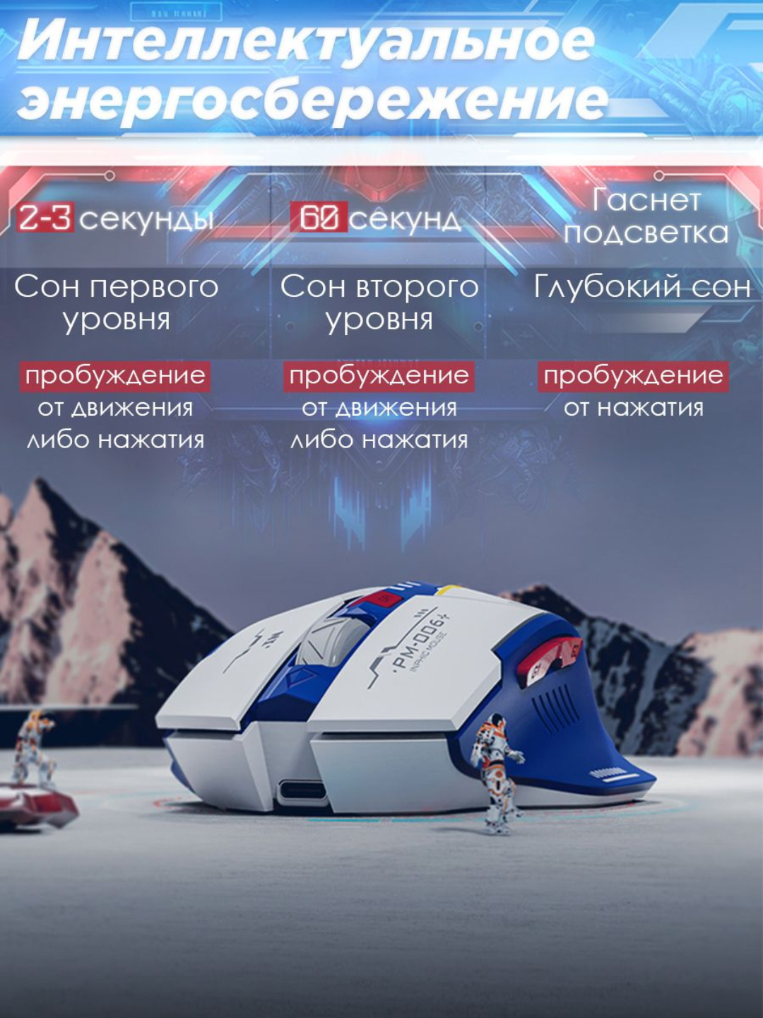 Simsiz o'yin sichqonchasi Inphic series, kibersport uchun, ovozsiz mishka