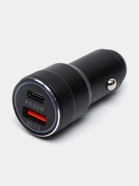 Автомобильное зарядное устройство, 1 USB, 1 Type C, 3.0 A - 