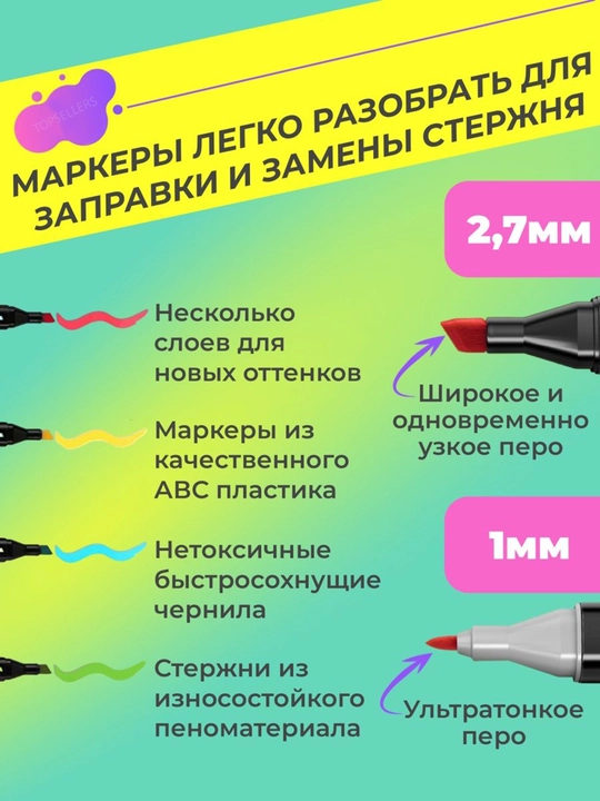 Набор маркеров Touch для скетчинга, двусторонние для рисования