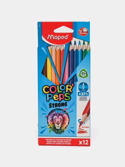 Карандаши 12цв повышенной прочности Maped COLOR'PEPS STRONG 862712 — GTRAD-P10A4A6-СИНИЙ
