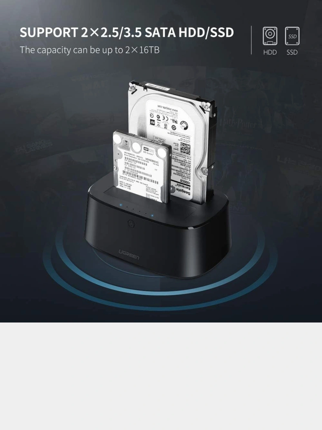 Док станция для чтения HDD Sata, Ugreen, sata 2.5, 3.5, для Windows, Mac фото