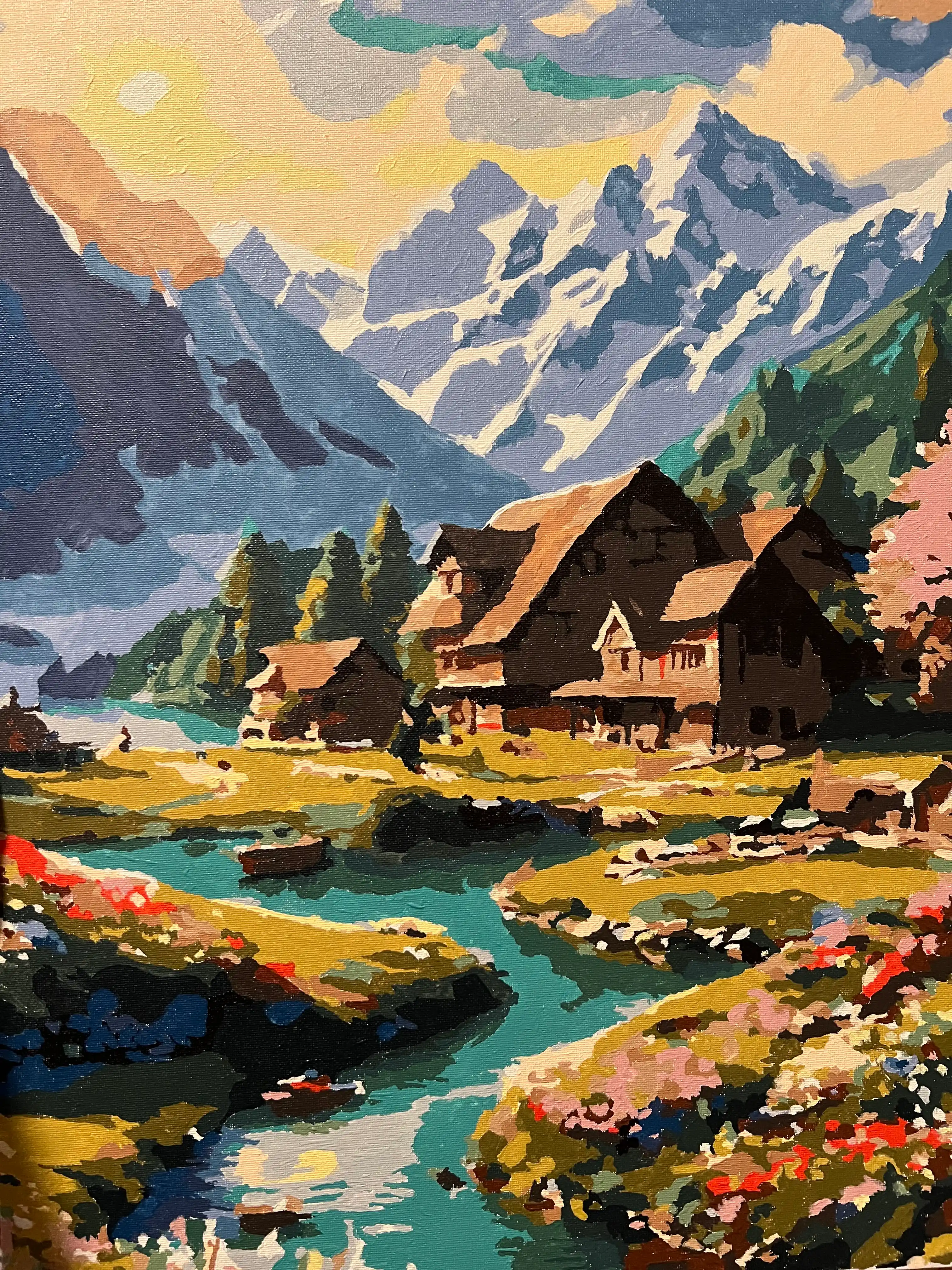 Raqamlar bo'yicha bo'yash "Peyzajlar va tabiat", ramkaga tortilgan, 40 * 50 sm