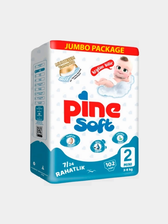 Детские подгузники Pine Soft Mini №2, 102 шт - 