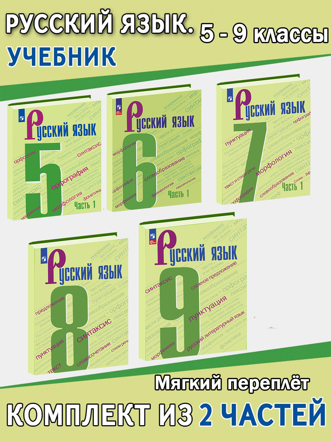 Русский язык с 5 по 9 класс Учебник в 2-х частях (Комплект) Ладыженская - 