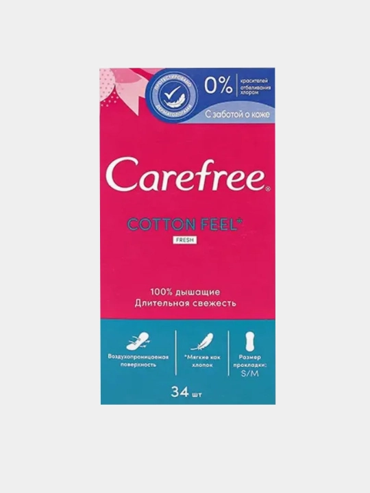 Прокладки ежедневные Carefree Cotton Fresh, ароматизированные, 34 шт