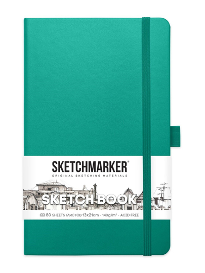 Блокнот для зарисовок Sketchmarker в твердой обложке, 140 г/м2, 13 x 21 см, 80 листов - 