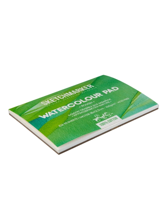 Альбом для акварели Sketchmarker 300 г/м2, 18х12.5 см, хлопок 100%, крупное зерно, склейка