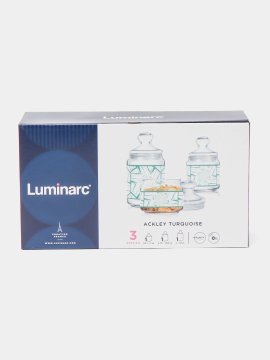 Sochiluvchan moddalarni saqlash uchun Luminarc shisha bankalar to‘plami,500ml/750ml/1000ml