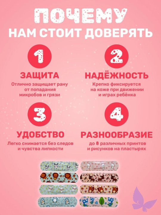 Детский лейкопластырь с рисунками, 120 шт