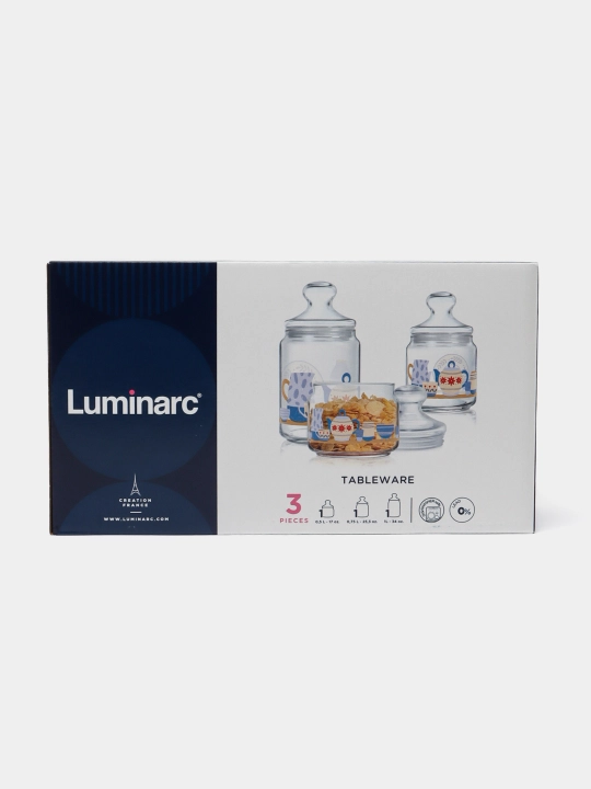 Sochiluvchan moddalarni saqlash uchun Luminarc shisha bankalar to‘plami,500ml/750ml/1000ml