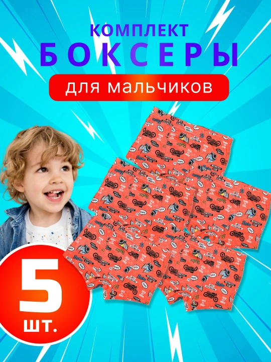 Трусы для мальчика детские боксеры Willmoda 2079, в наборе 5 штук - 