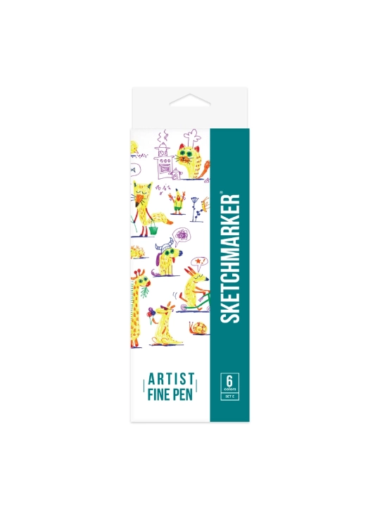 Набор капиллярных ручек Sketchmarker, Artist fine pen, Basic 5, 6 цветов - 