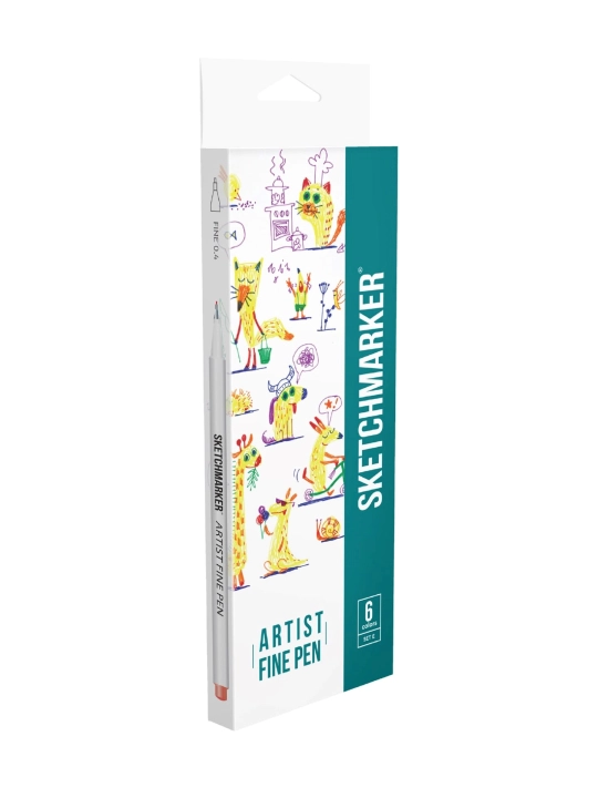 Набор капиллярных ручек Sketchmarker, Artist fine pen, Basic 5, 6 цветов