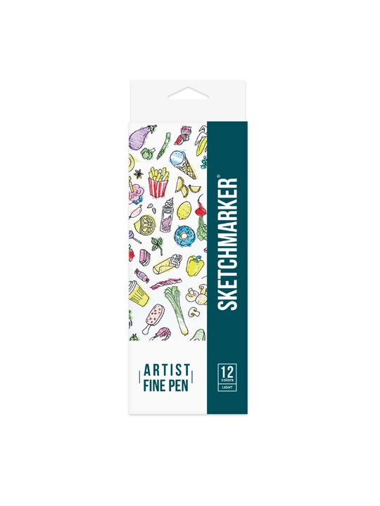 Kapillyar qalam to'plami Sketchmarker, Artist fine pen, Light colors, 12 ranglar