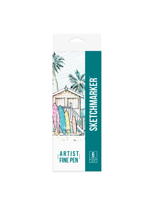 Набор капиллярных ручек Sketchmarker, Artist fine pen, Light Colors, 6 цветов - 