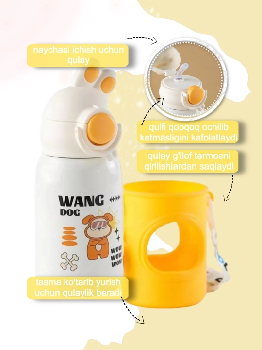 Bolalar uchun termos naychali, 550 ml, 650 ml, 680 ml