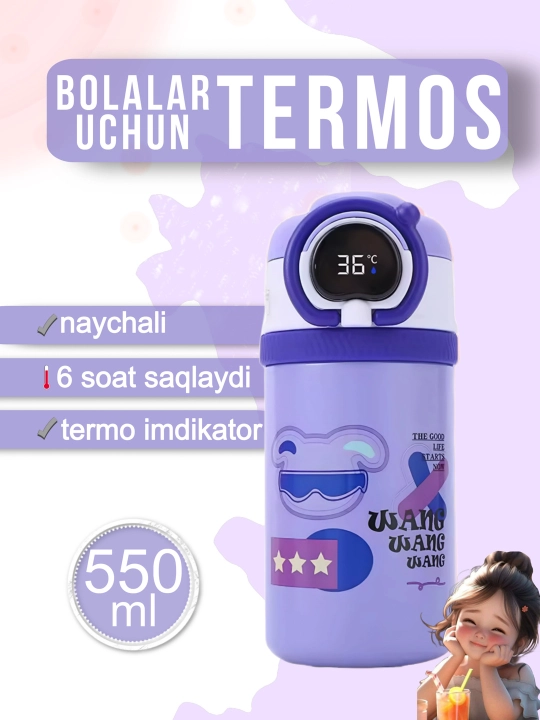 Bolalar uchun termos naychali, 550 ml, 650 ml, 680 ml