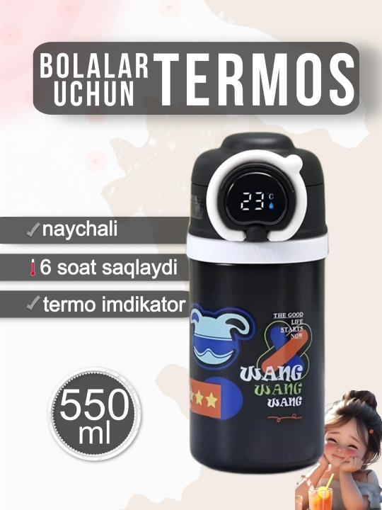 Bolalar uchun termos naychali, 550 ml, 650 ml, 680 ml