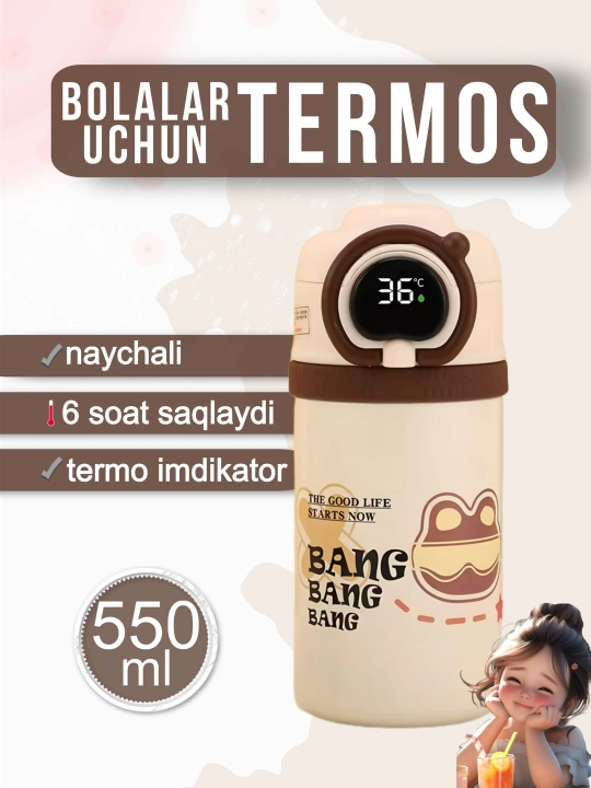 Bolalar uchun termos naychali, 550 ml, 650 ml, 680 ml