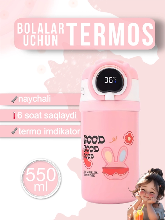 Bolalar uchun termos naychali, 550 ml, 650 ml, 680 ml